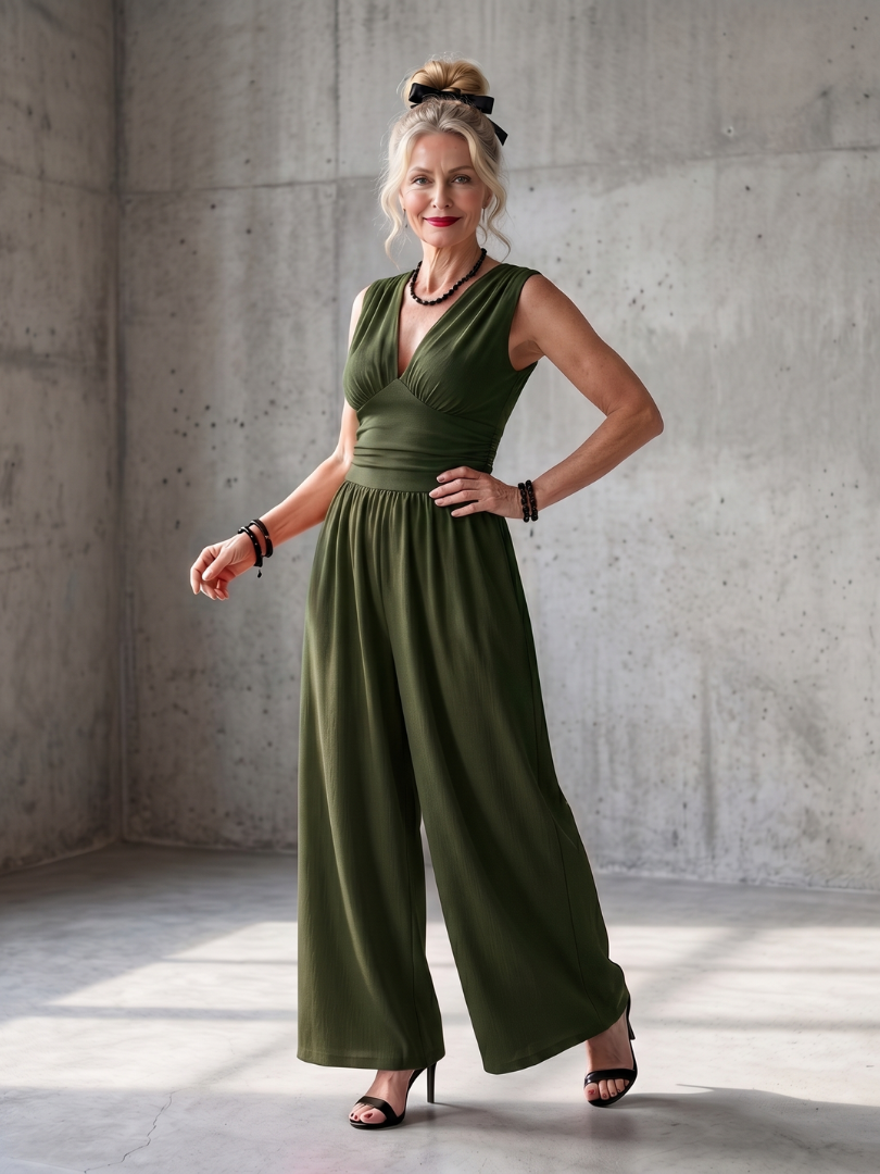 VINCENZA | Jumpsuit with wide-leg pants