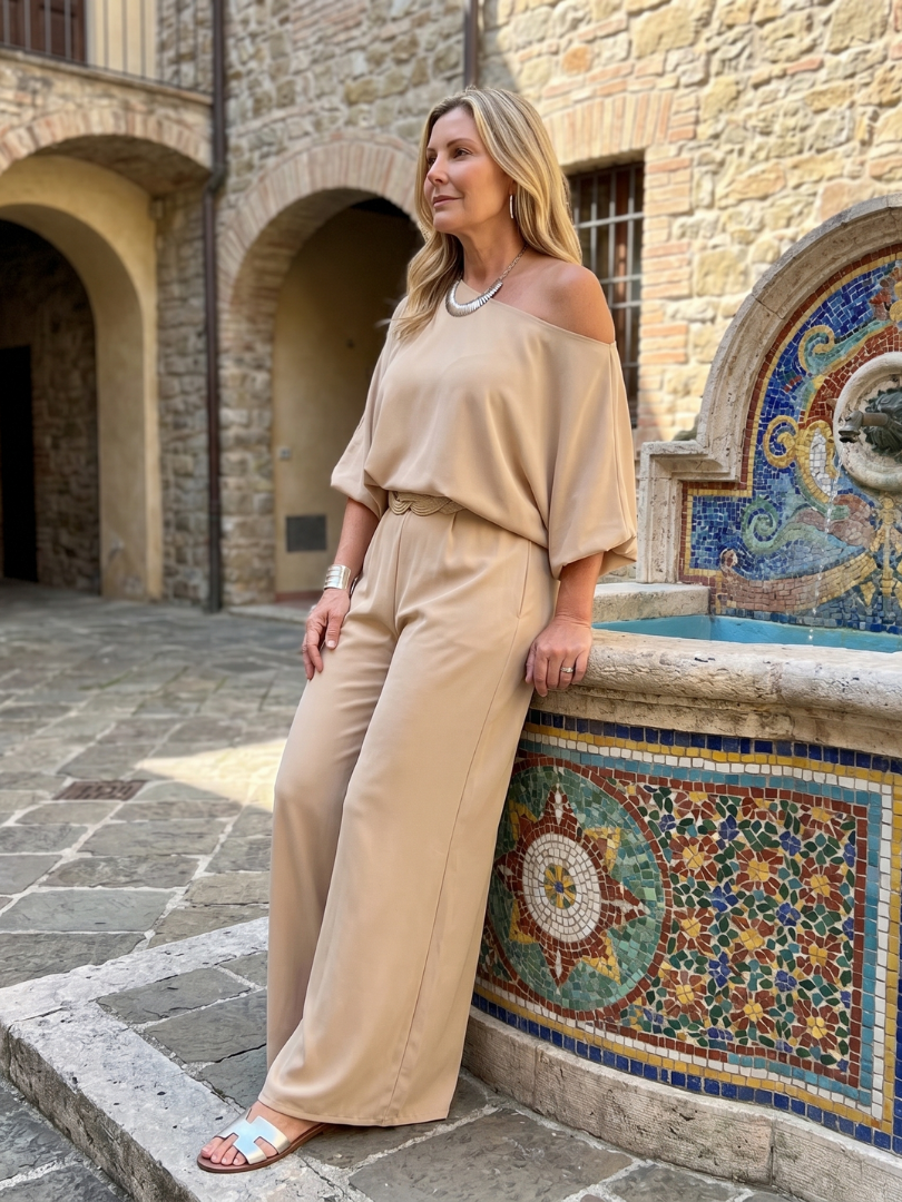 SIOMARA | Set with wide-leg pants