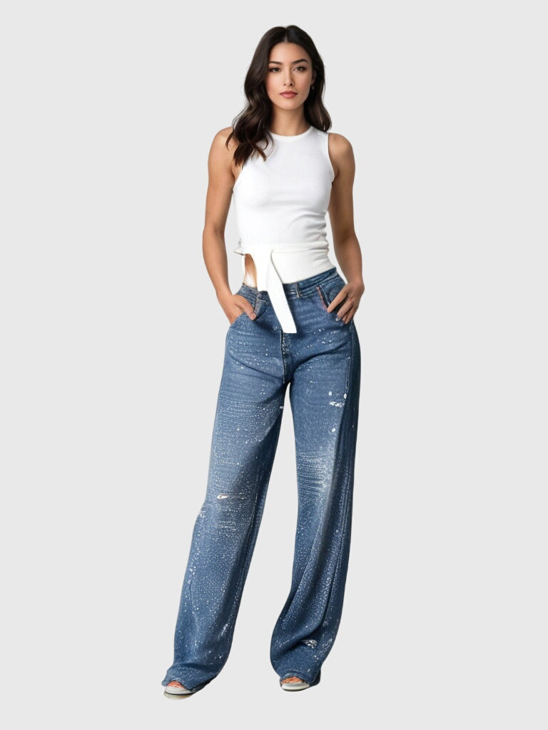 STELLA | Diamond-embellished wide-leg pants