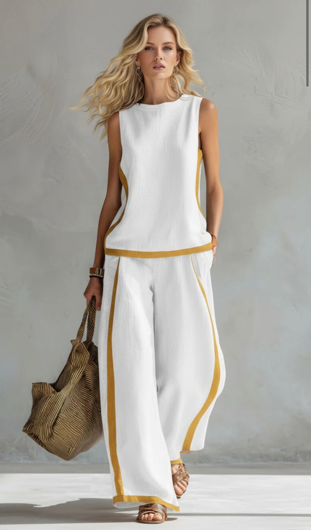 LEILA | Relaxed vest-and-pants set in linen blend