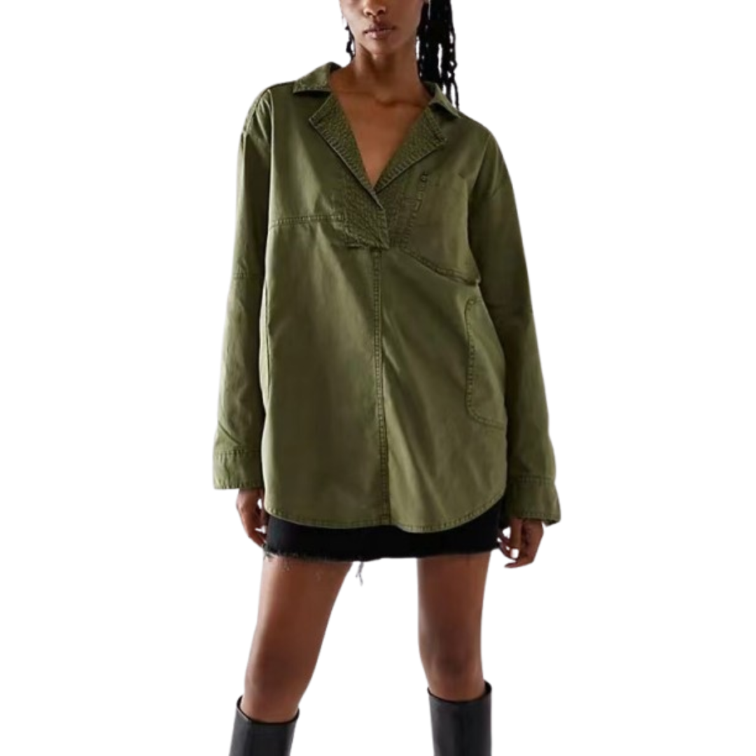 EMILIA | V-neck tunic top with button-up front