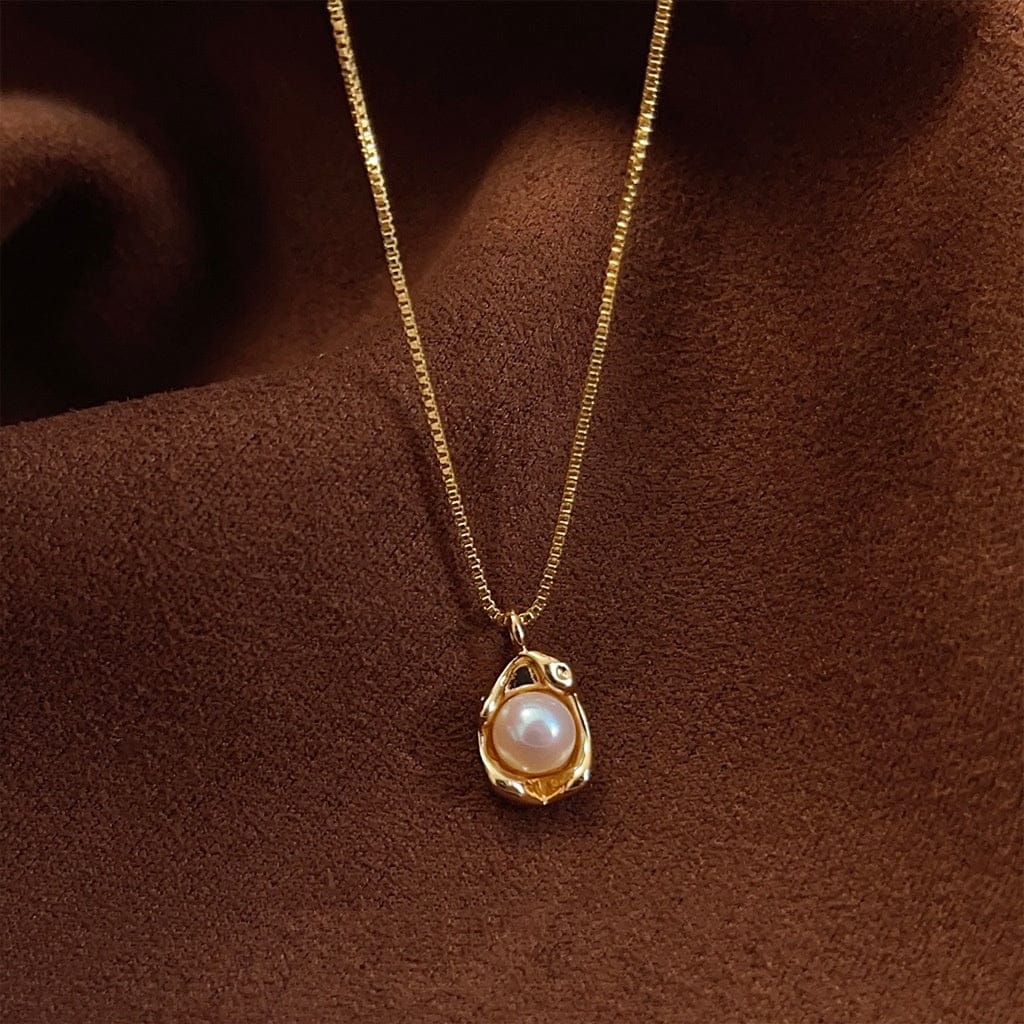 LUNA | Gold-tone pearl teardrop pendant necklace