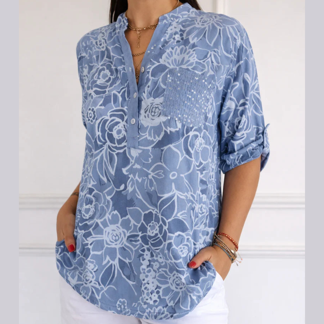 AVERY | Floral blouse with chest pocket