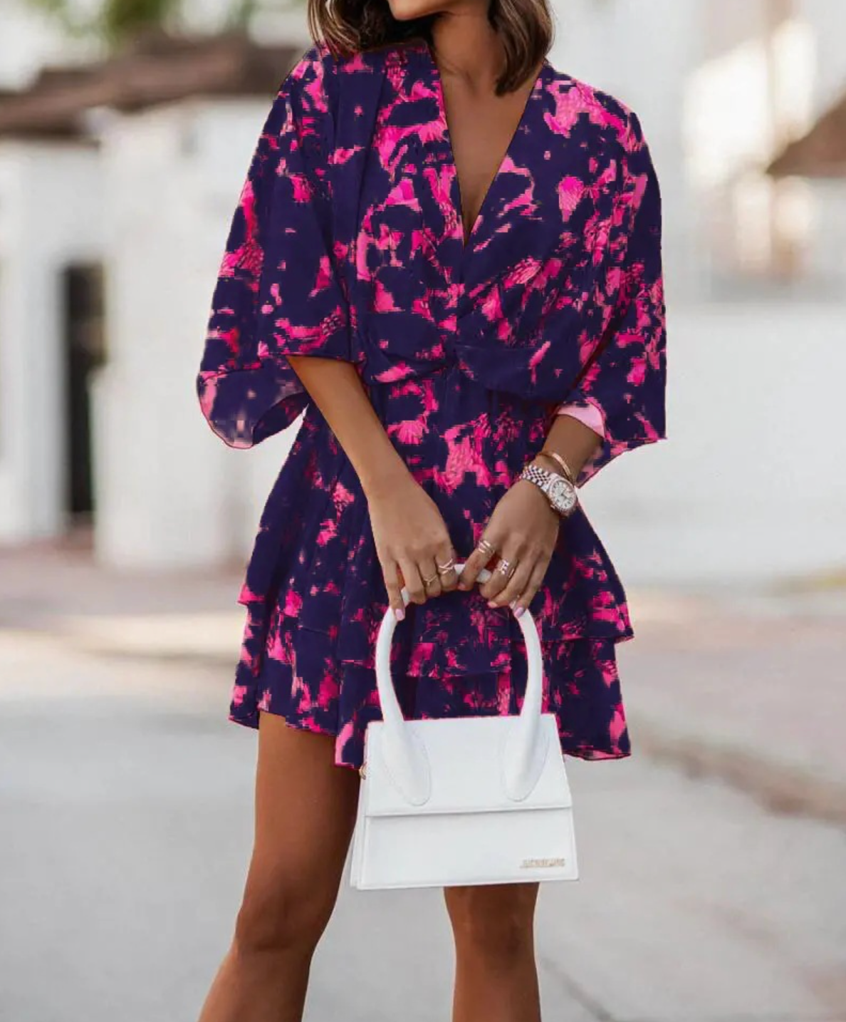VALORA | Ruffle-hem floral mini dress