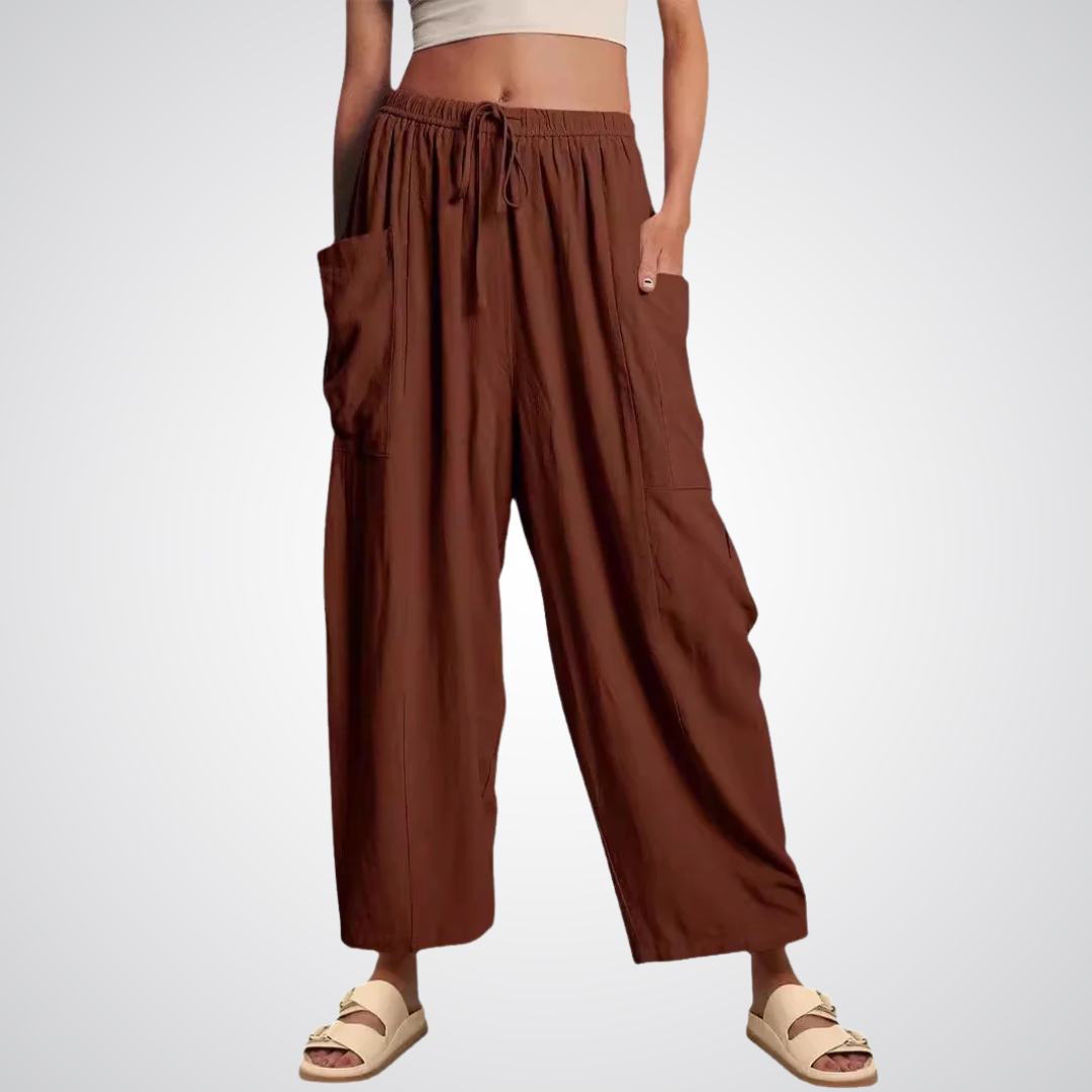 ELENA | High-rise wide-leg pants with elastic waist