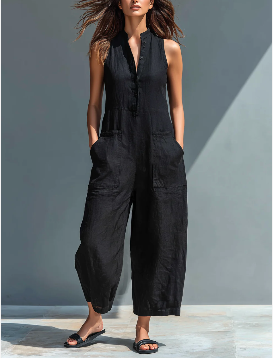 EDEN | Sleeveless jumpsuit with high collar