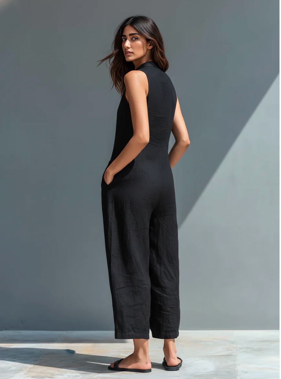 EDEN | Sleeveless jumpsuit with high collar