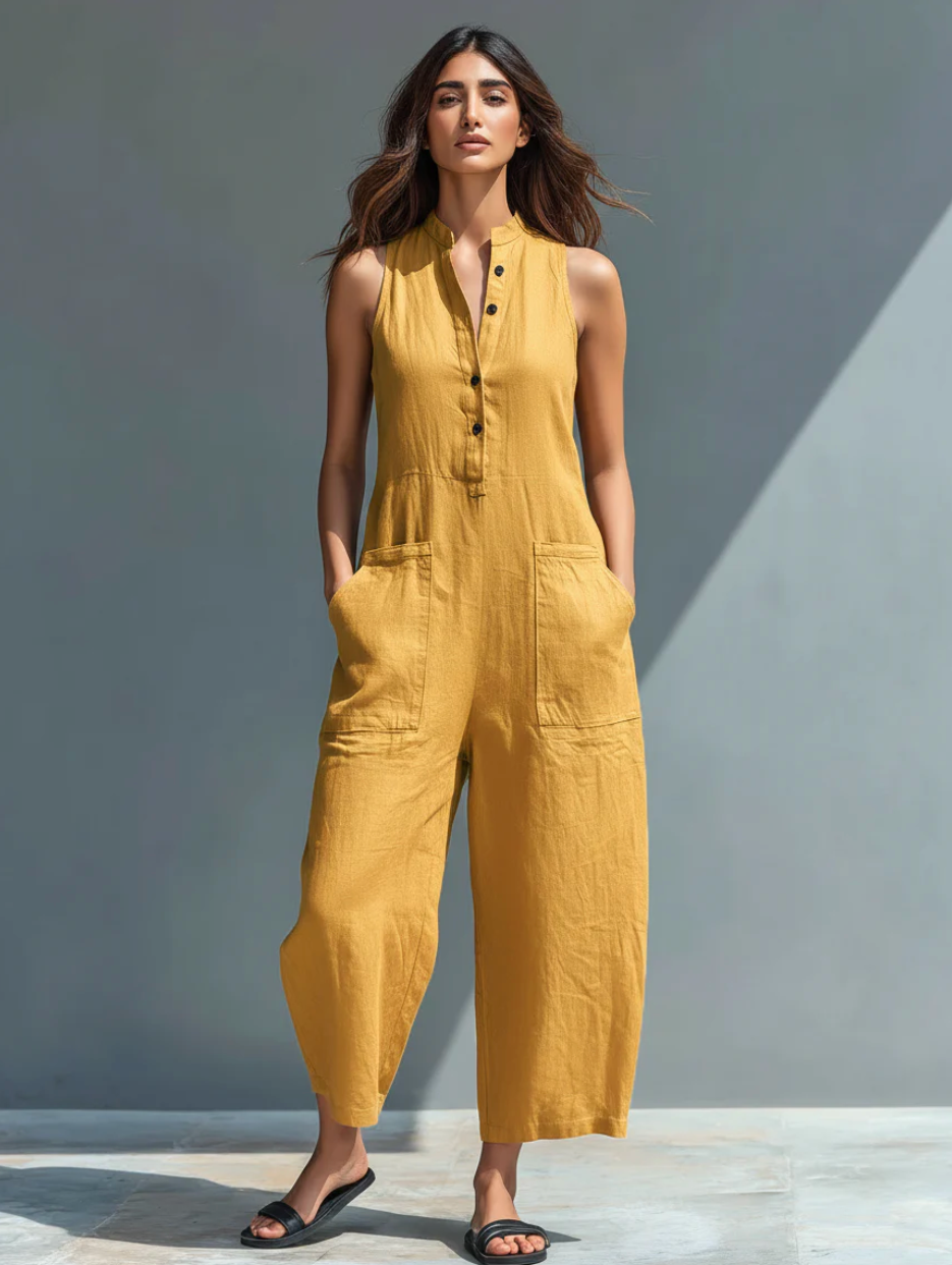 EDEN | Sleeveless jumpsuit with high collar