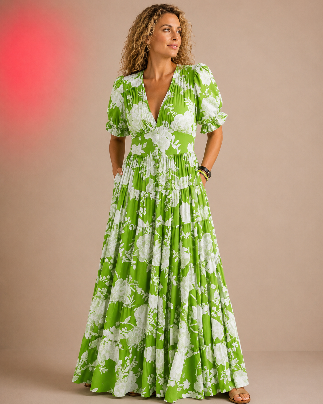 CATRISA | Everyday floral dress with V-neck and pockets