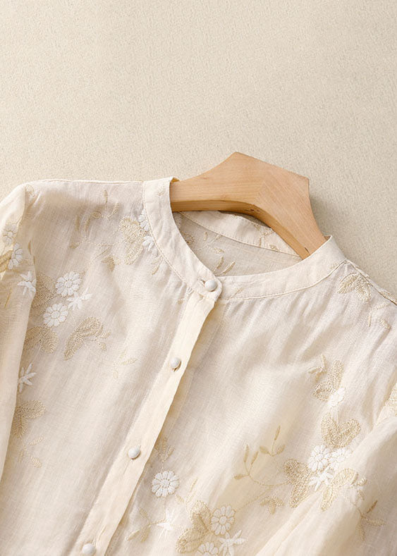 ALTHEA | Button-front blouse with floral embroidery