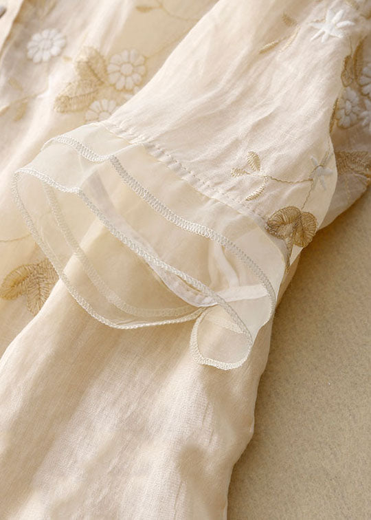 ALTHEA | Button-front blouse with floral embroidery