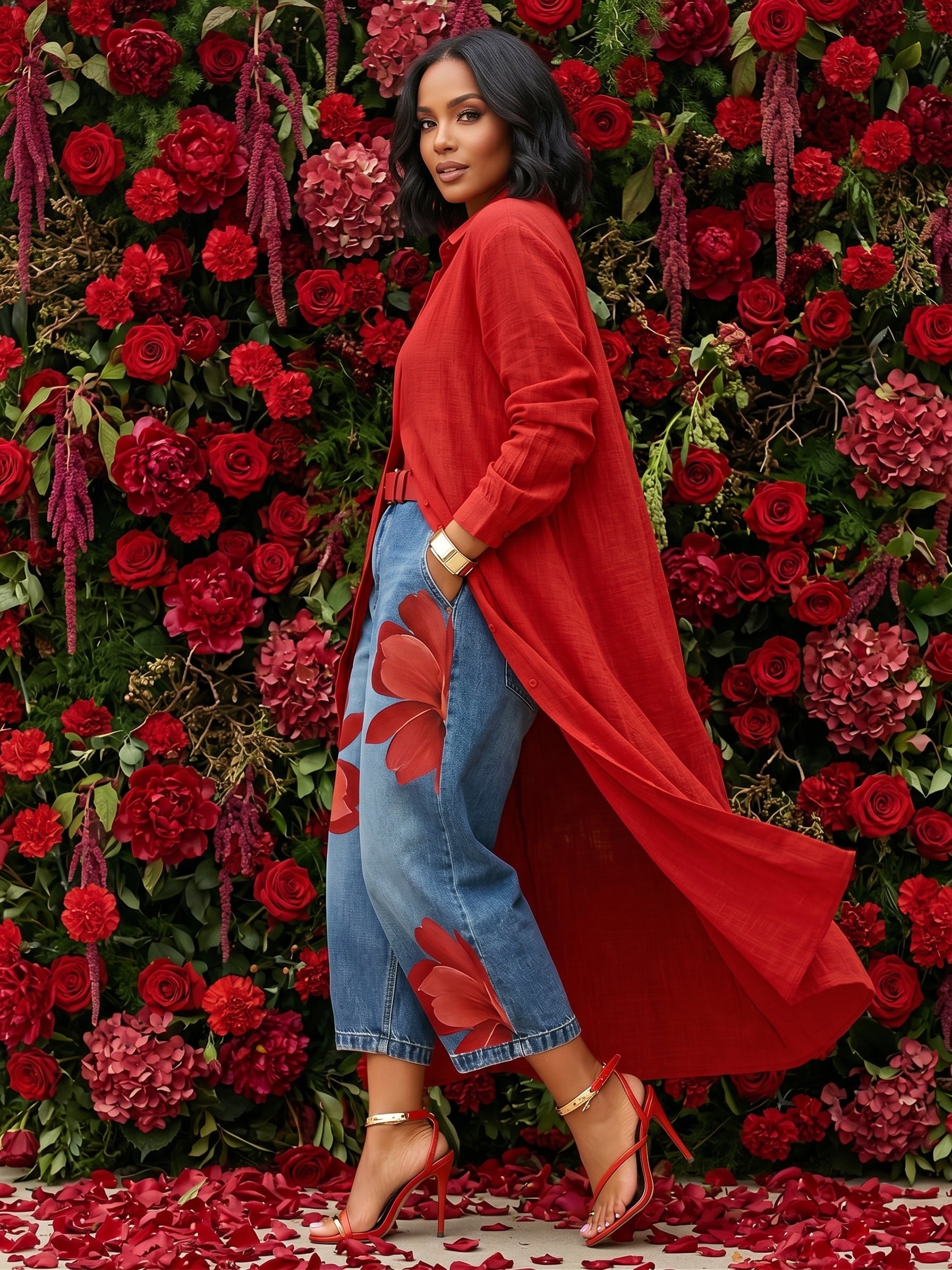 REMI | Everyday jeans with artistic red print