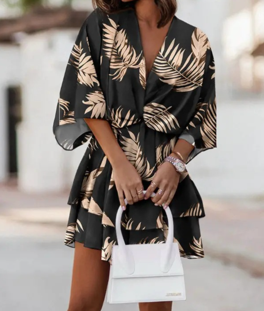 VALORA | Ruffle-hem floral mini dress