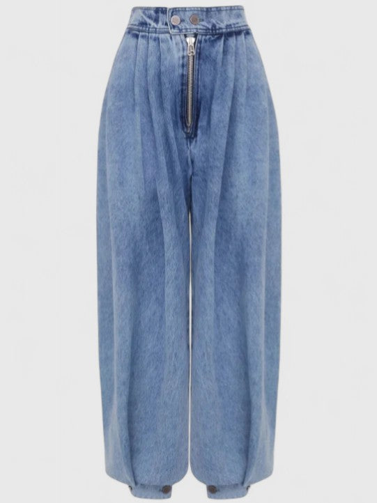 ARISELISSE | Pleated high-waist wide-leg jeans