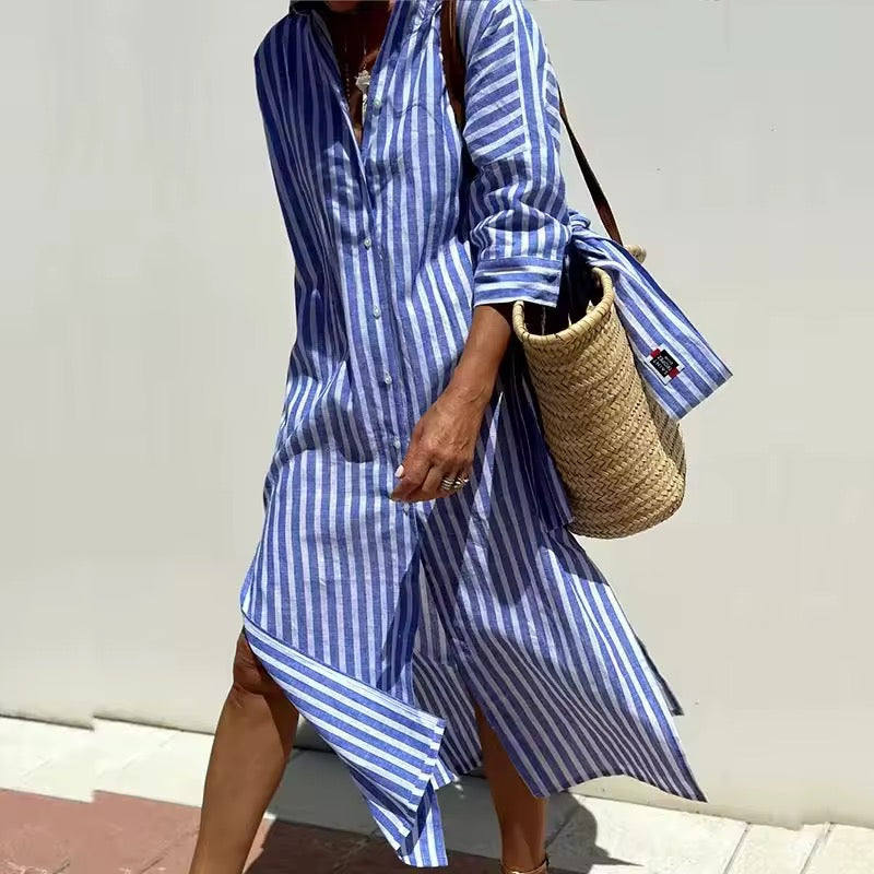 SKYLAR | Short-sleeve striped shirt dress