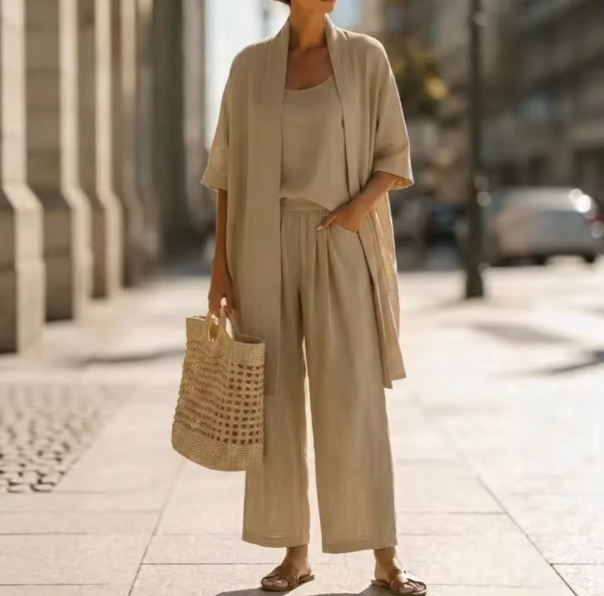 ABIGAIL | Three-piece set with wide-leg pants and vest