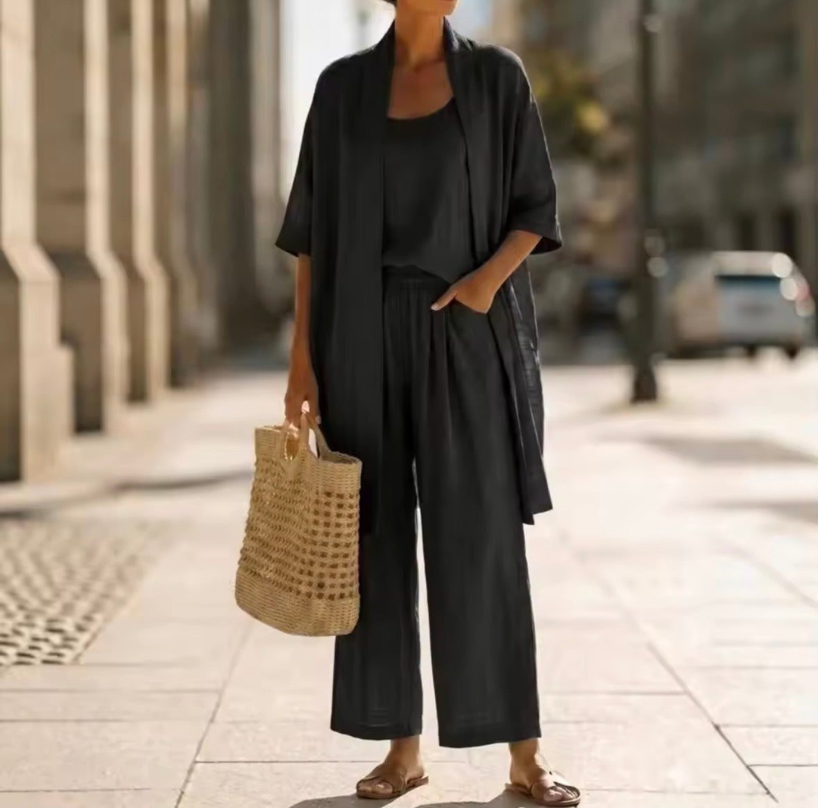 ABIGAIL | Three-piece set with wide-leg pants and vest