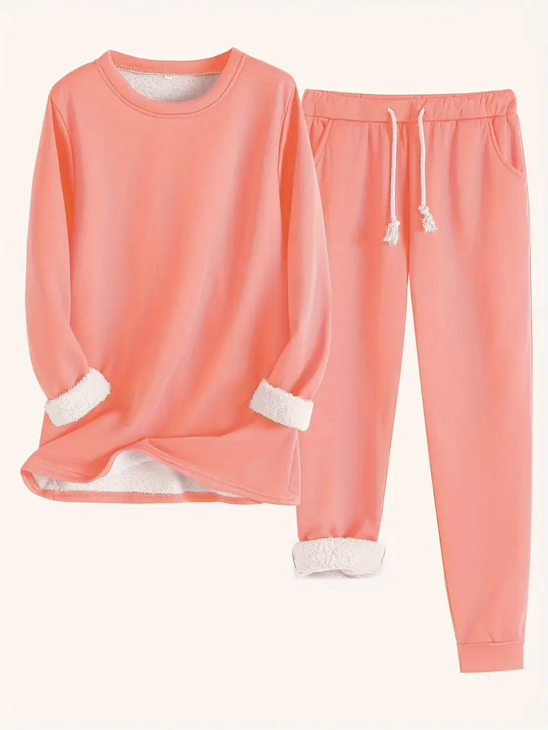HAILEY | Fleece-lined set with tapered jogger pants