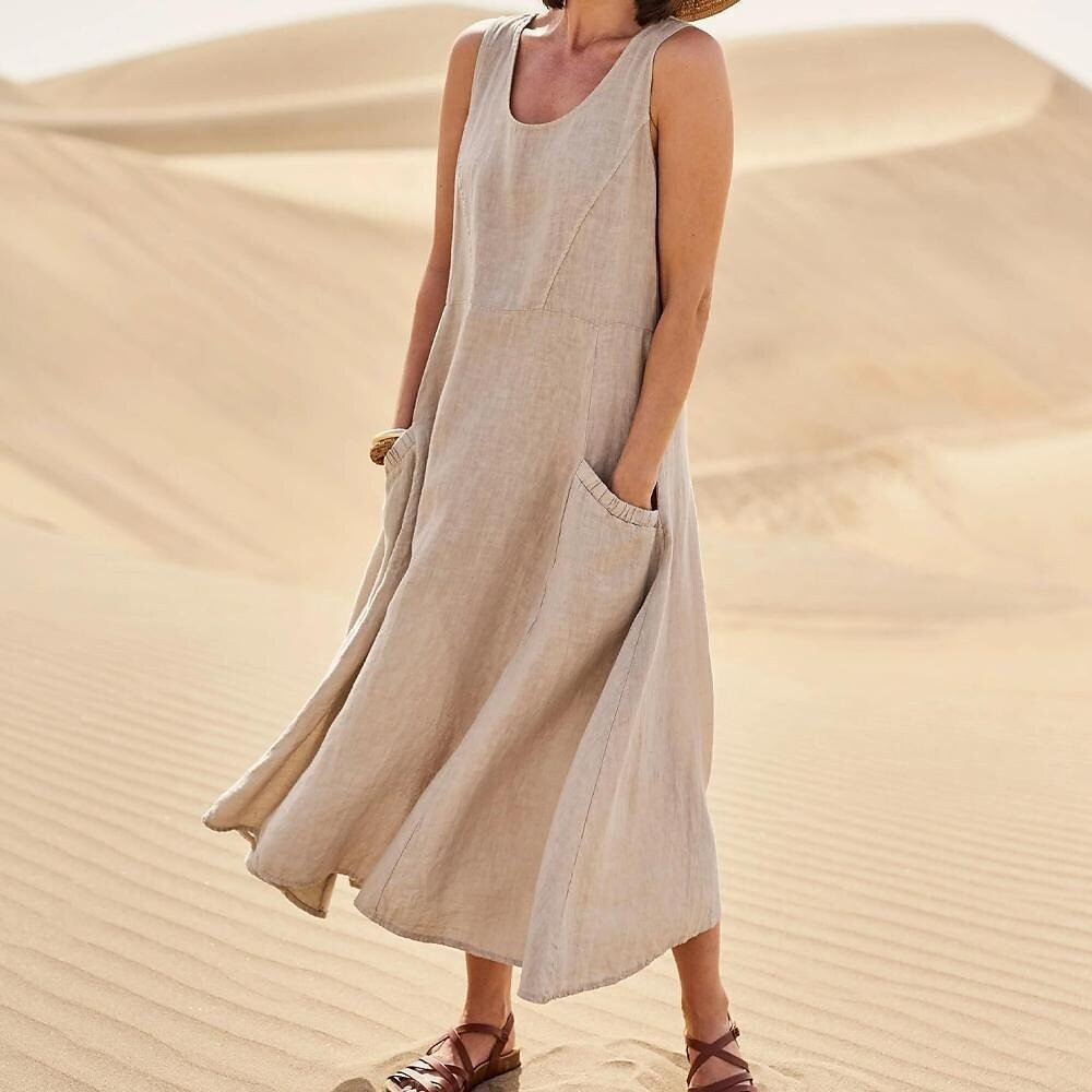 KEILY | Sleeveless round-neck dress with pockets