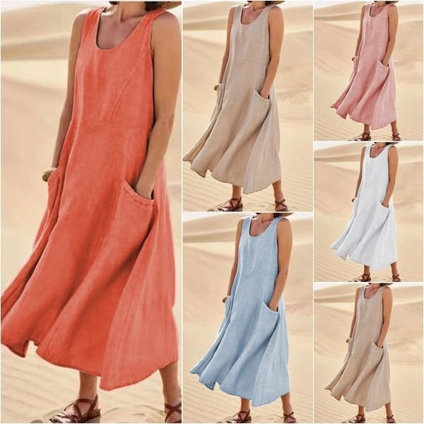 KEILY | Sleeveless round-neck dress with pockets