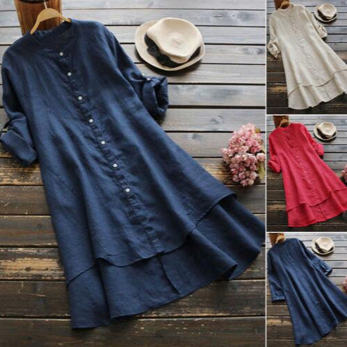JUNA | Button-front shirt dress with round neckline