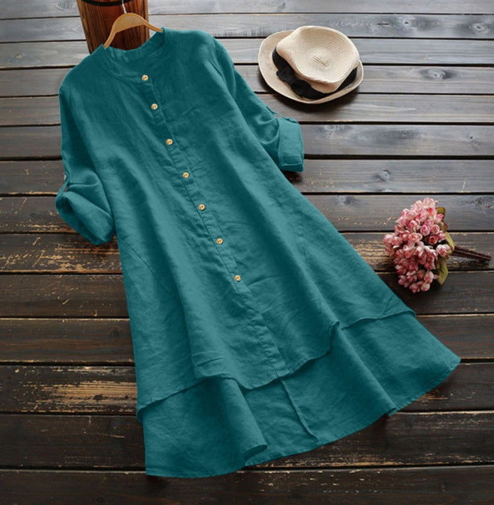 JUNA | Button-front shirt dress with round neckline