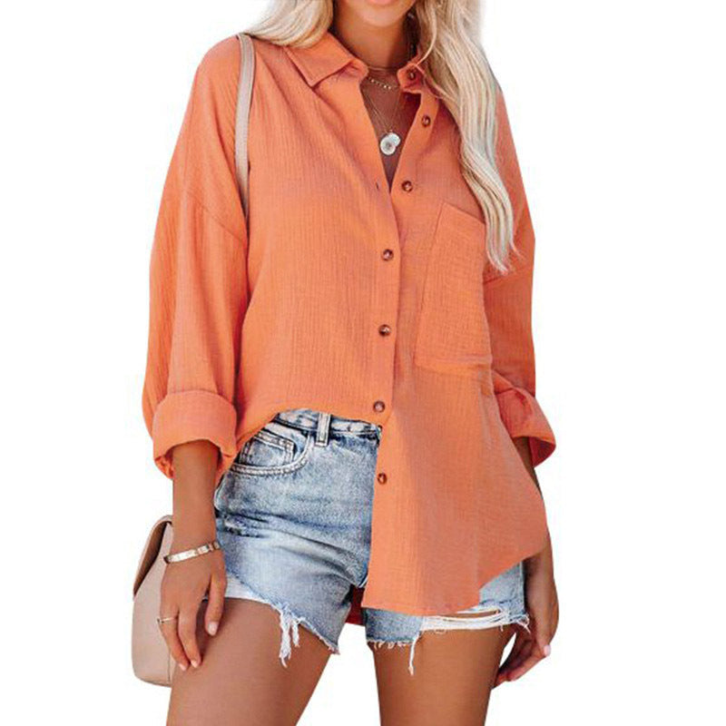 MADELYN | Button-down blouse with cuffed long sleeves