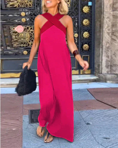 QUIRINE | Wrap-front maxi dress in soft fabric