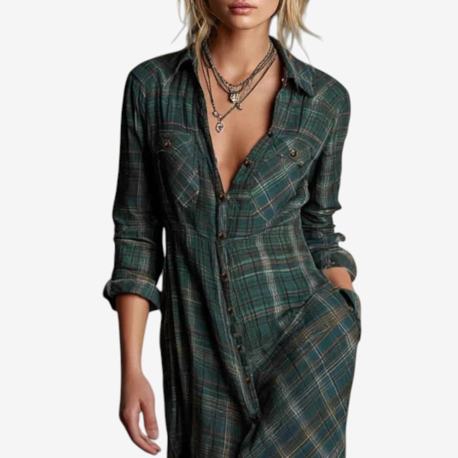 MARCELLINE | Button-front midi dress with collar