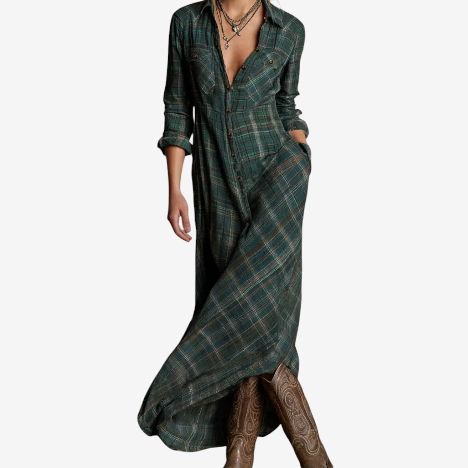MARCELLINE | Button-front midi dress with collar