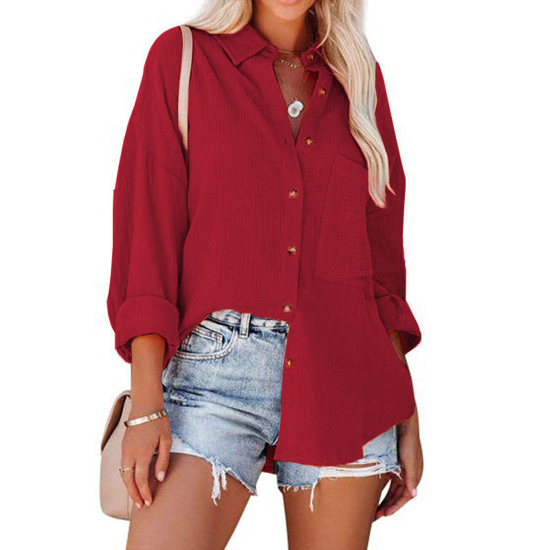 MADELYN | Button-down blouse with cuffed long sleeves