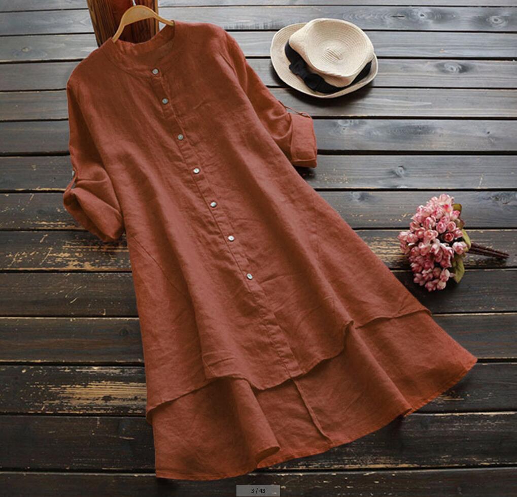 JUNA | Button-front shirt dress with round neckline