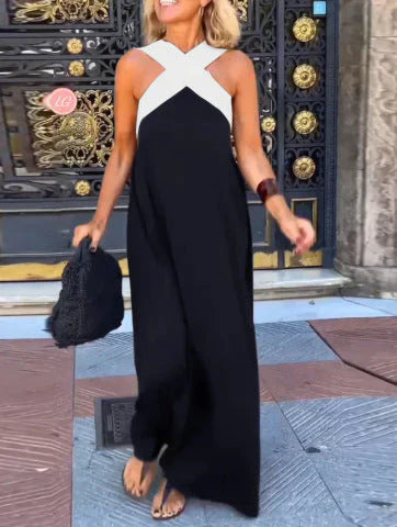 QUIRINE | Wrap-front maxi dress in soft fabric