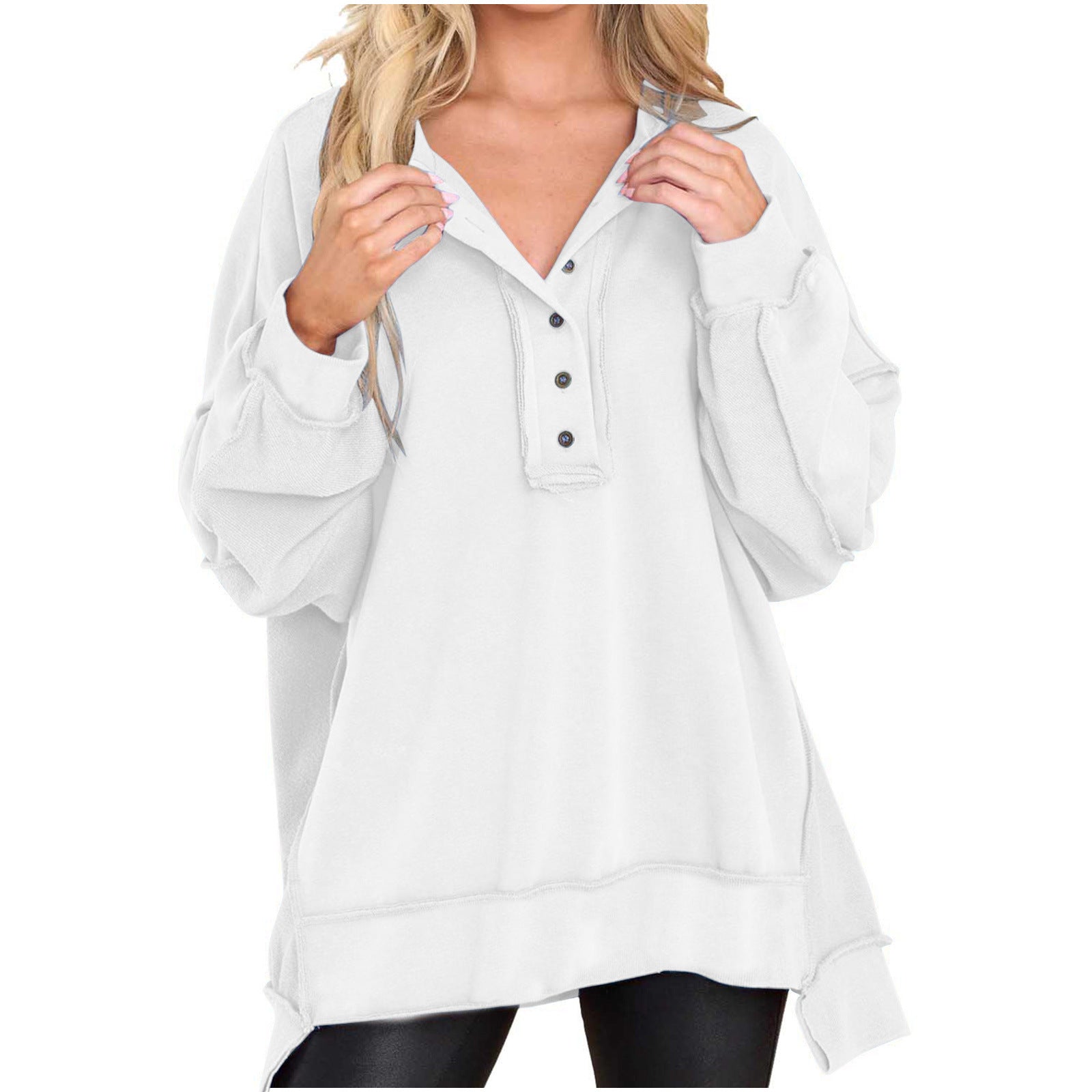 GABRIELLA | Oversized sweatshirt with quarter-button neck