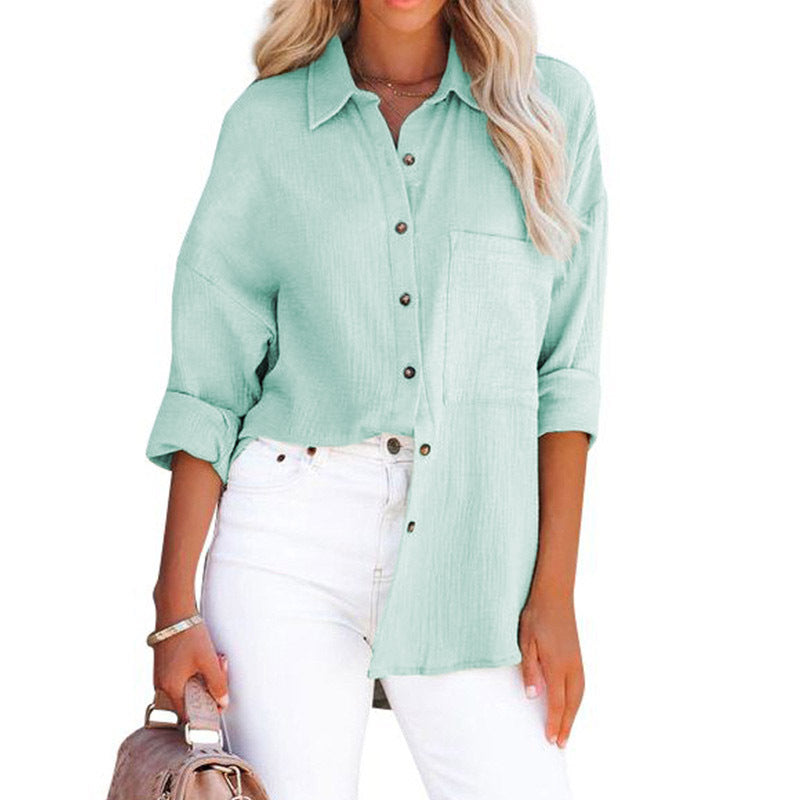 MADELYN | Button-down blouse with cuffed long sleeves