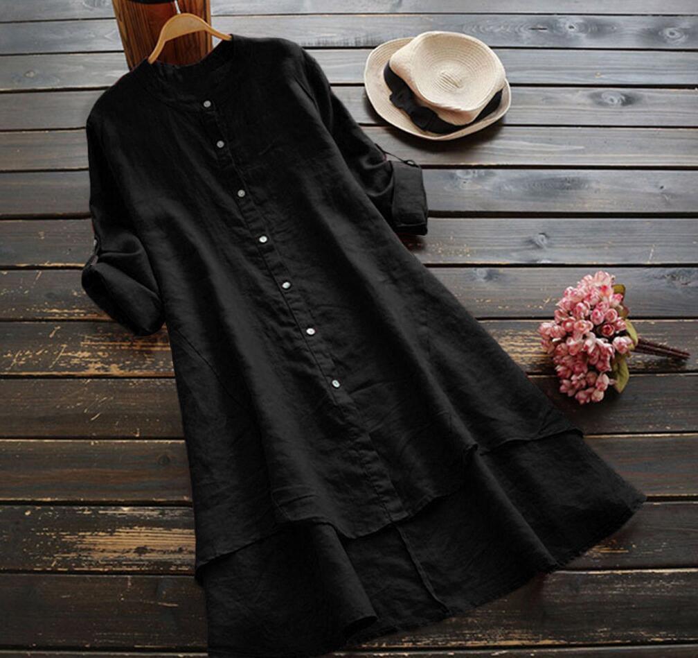 JUNA | Button-front shirt dress with round neckline