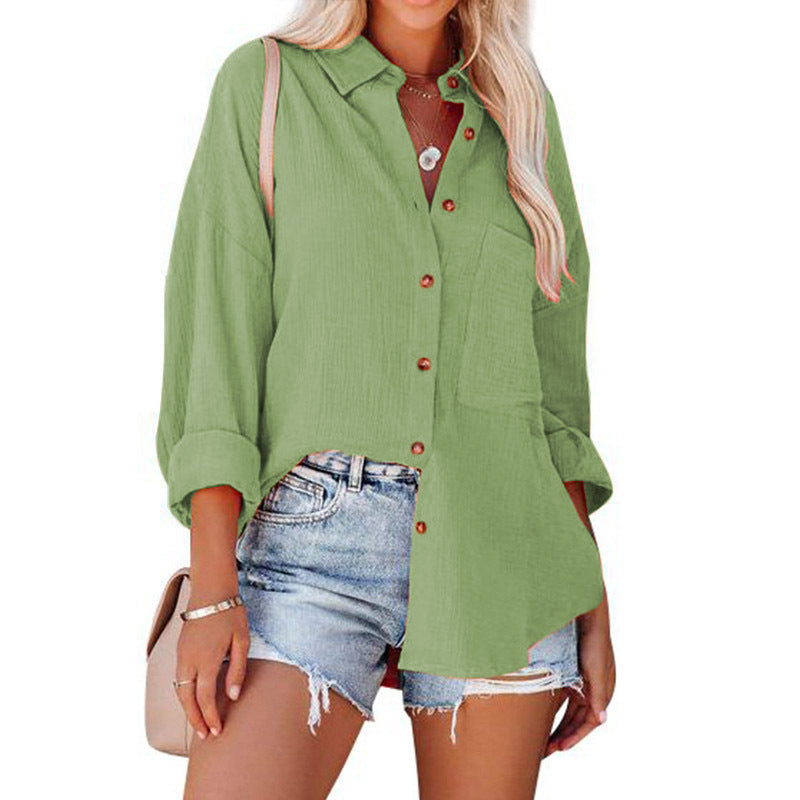 MADELYN | Button-down blouse with cuffed long sleeves