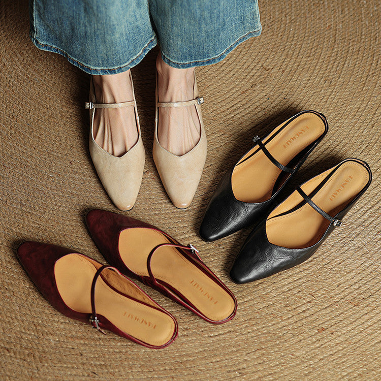 HARPER | Pointed-toe mules with buckle strap
