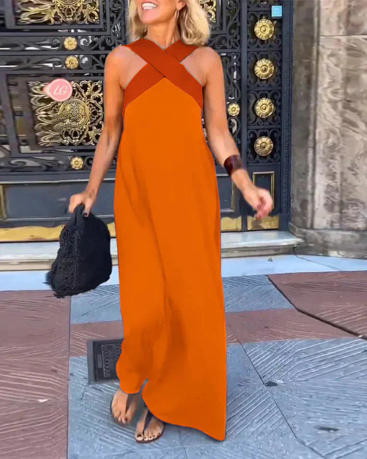 QUIRINE | Wrap-front maxi dress in soft fabric