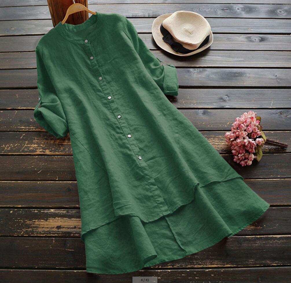 JUNA | Button-front shirt dress with round neckline