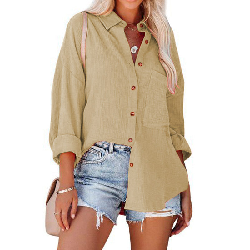 MADELYN | Button-down blouse with cuffed long sleeves