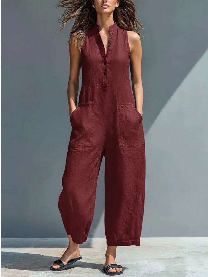 CECELIA | Sleeveless mandarin-collar jumpsuit