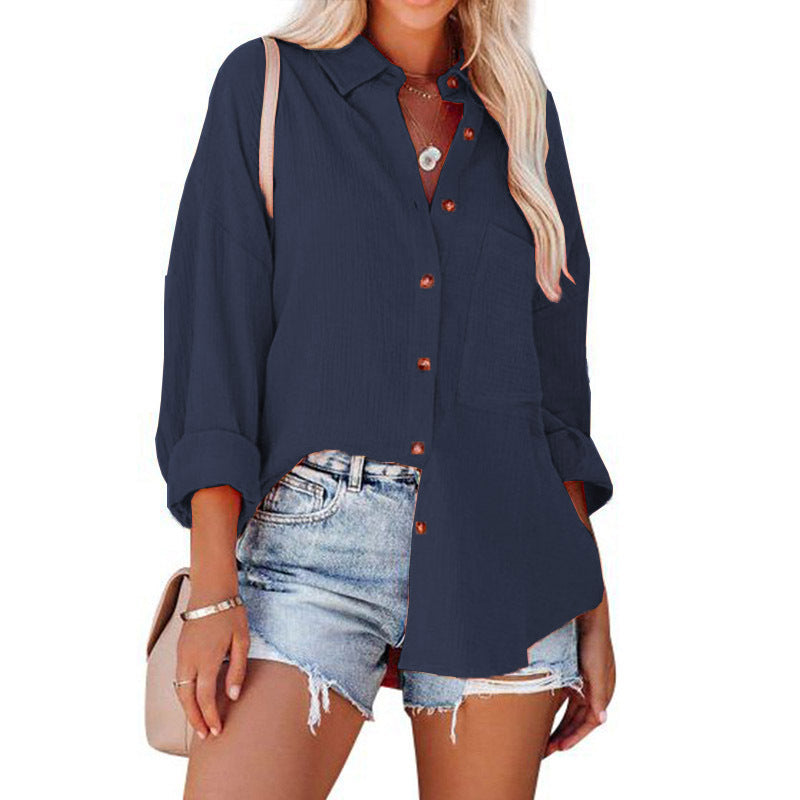MADELYN | Button-down blouse with cuffed long sleeves