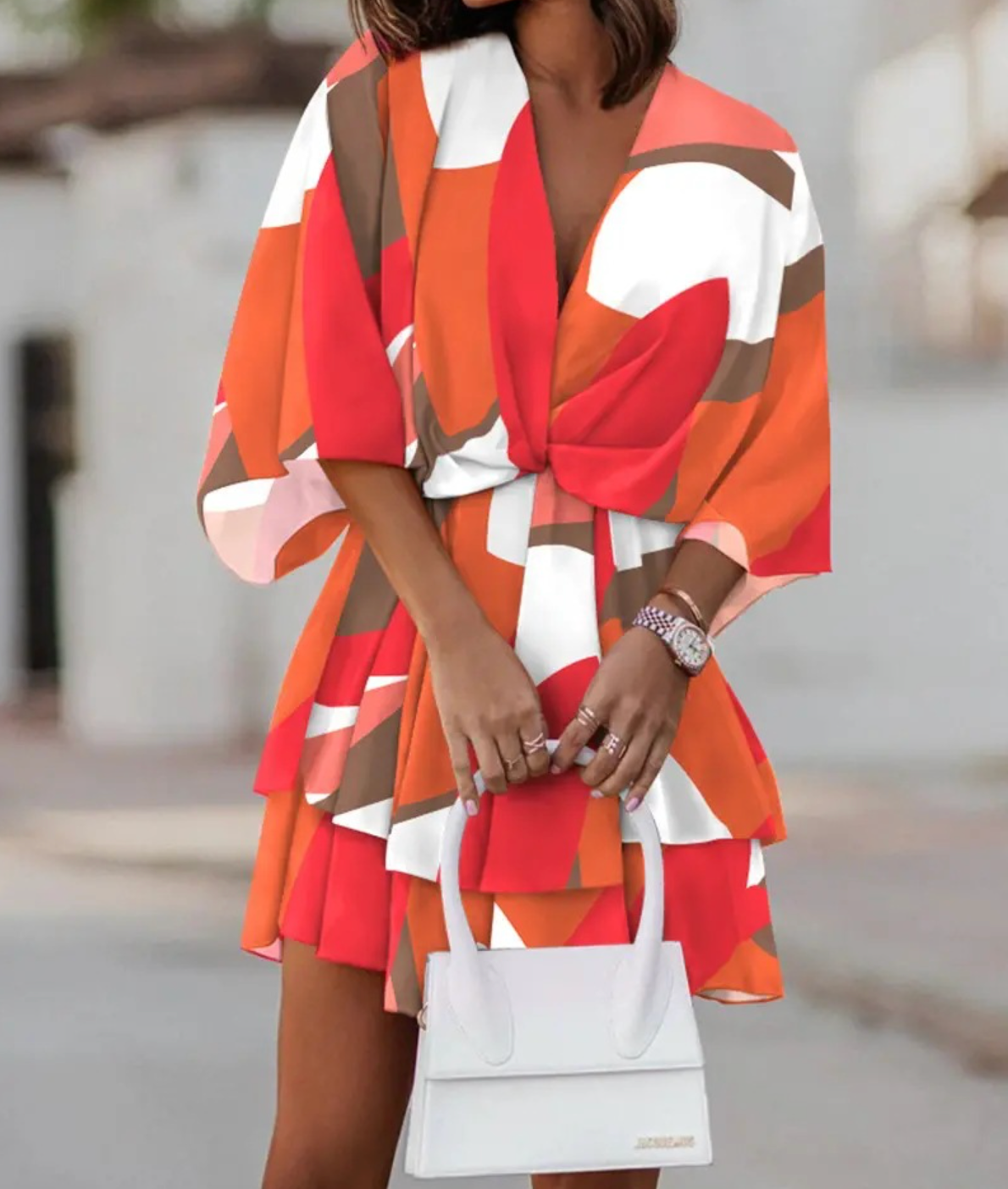 VALORA | Ruffle-hem floral mini dress
