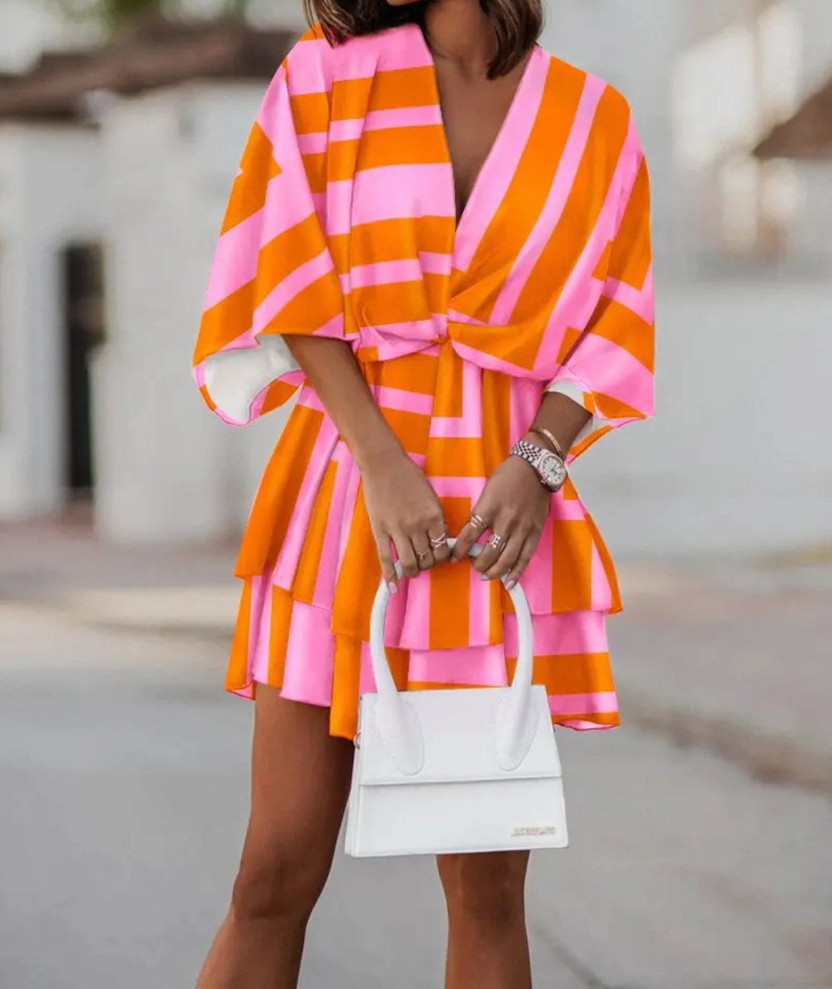 VALORA | Ruffle-hem floral mini dress
