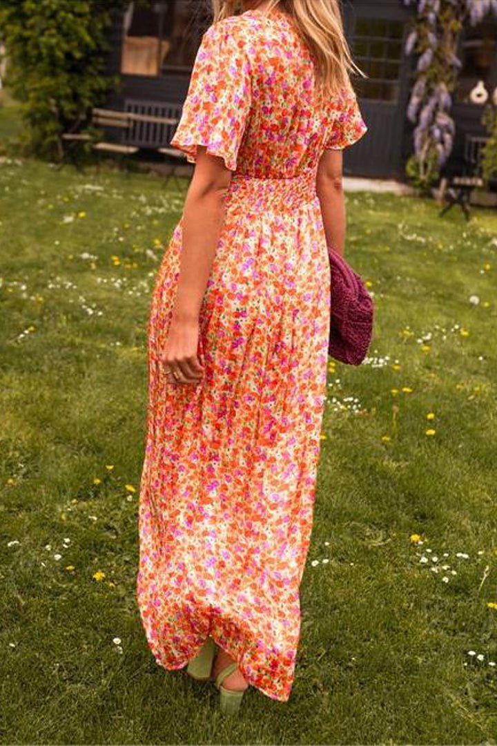 NATALIE | Sleeveless printed maxi dress with V-neck