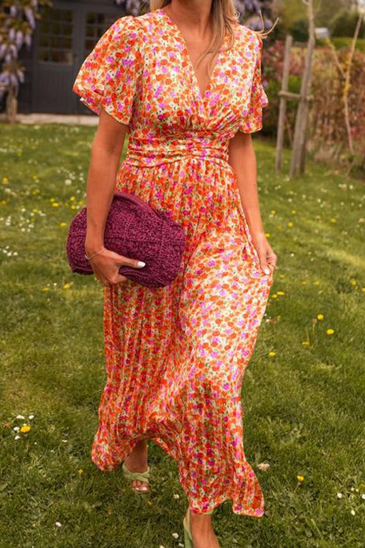 NATALIE | Sleeveless printed maxi dress with V-neck