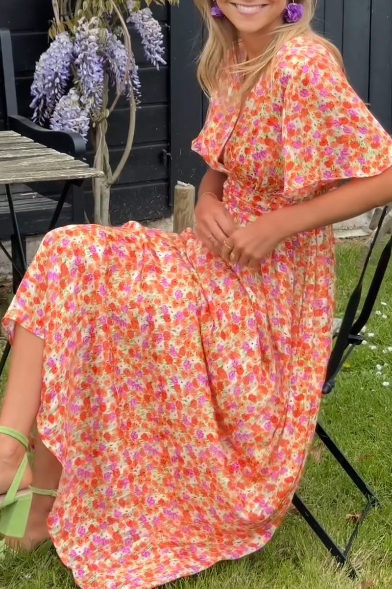 NATALIE | Sleeveless printed maxi dress with V-neck