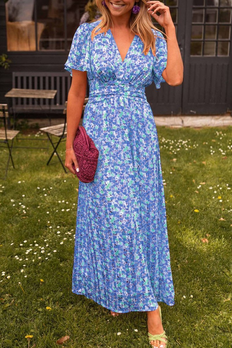 NATALIE | Sleeveless printed maxi dress with V-neck