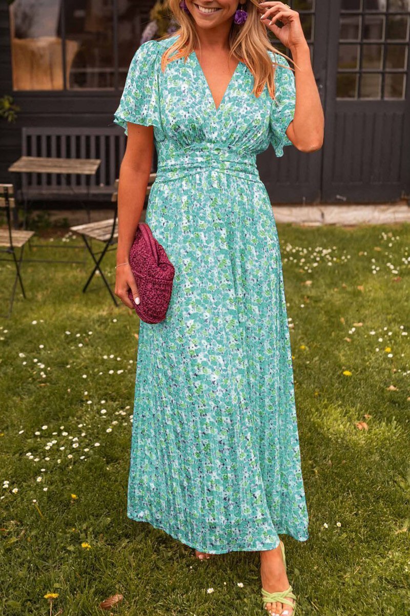 NATALIE | Sleeveless printed maxi dress with V-neck